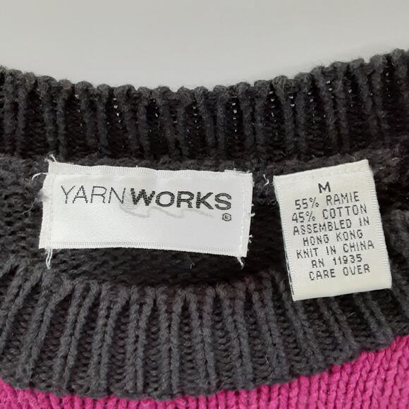 Vintage 1980s Color Block Rosette Art Deco Crewneck Tunic Sweater Shoulder Pads - Picture 5 of 9